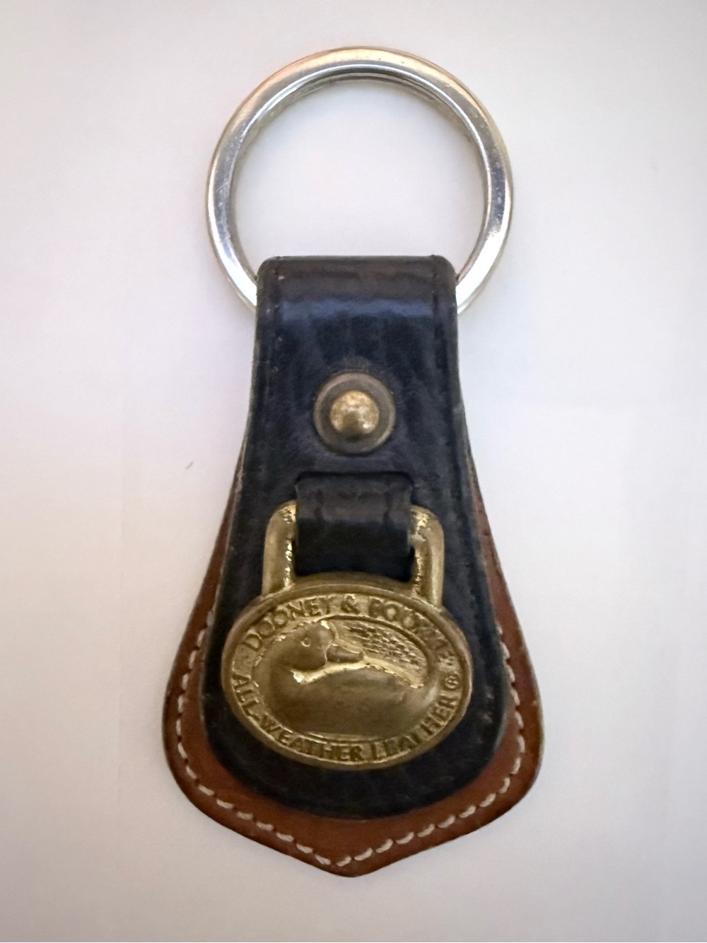 Dooney & Bourke Vintage All Weather Leather Black-Brown-Brass Duck Key Ring